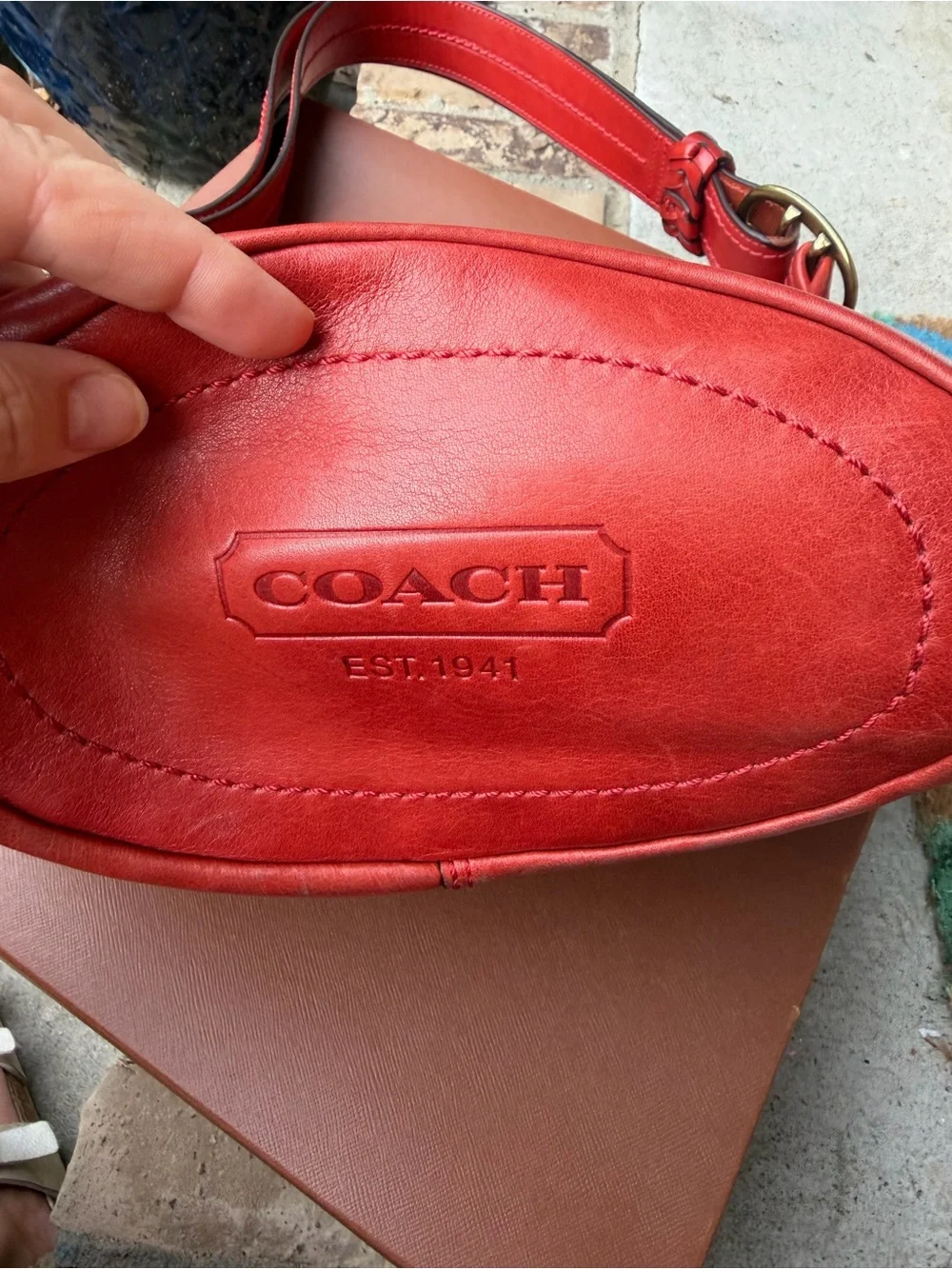 Coach Bleecker Brick Red Leather Bucket Bag